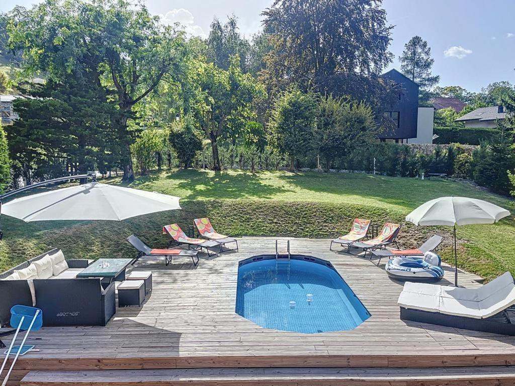 Appartement Moderne Avec Terrasse Et Piscine A Chatel Sur Bex Bagian luar foto